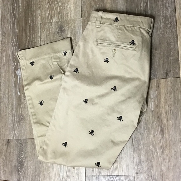 Ralph Lauren Rugby khaki chinos black skull & crossbones embroidered size 8 - Picture 1 of 10